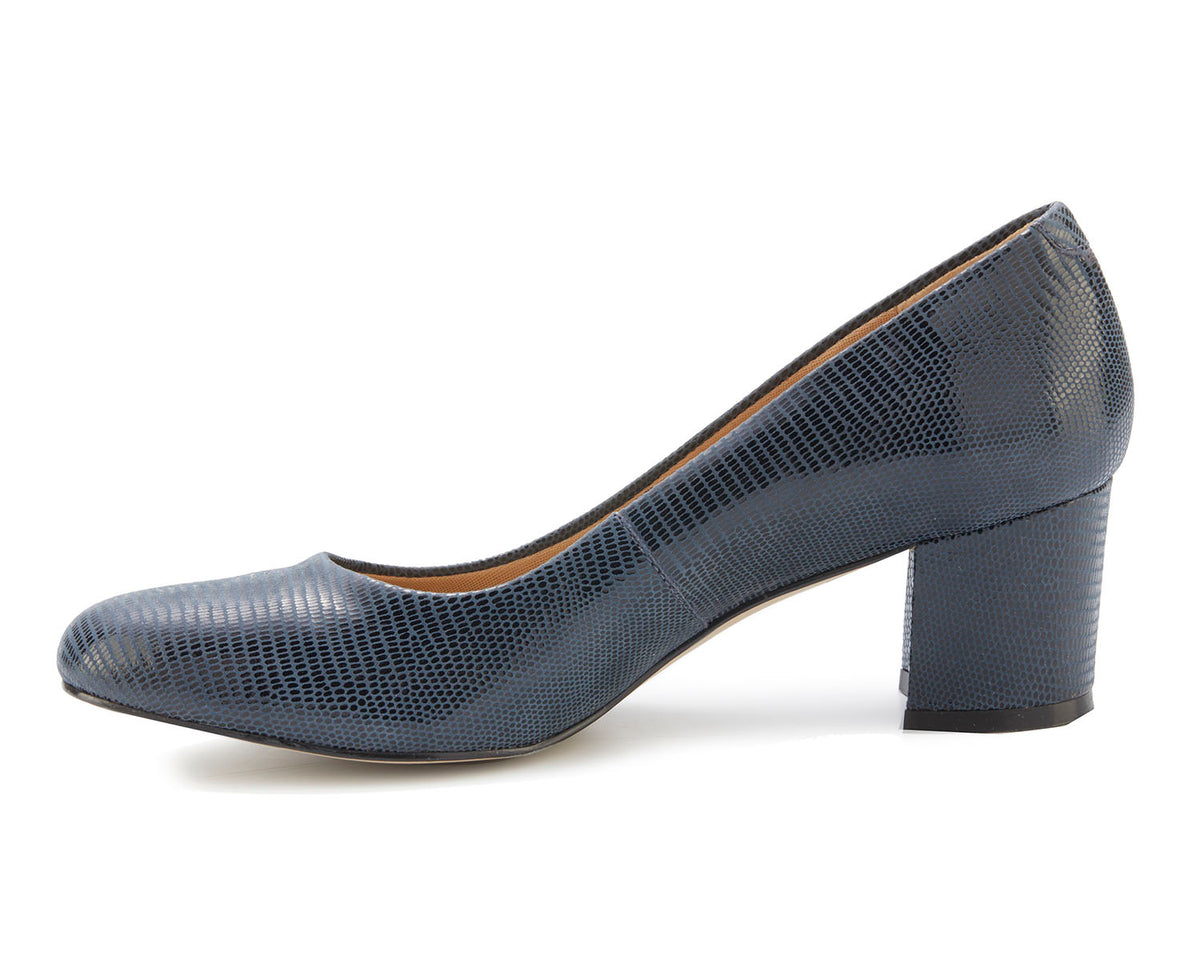 #Color_Navy Lizard Print Leather
