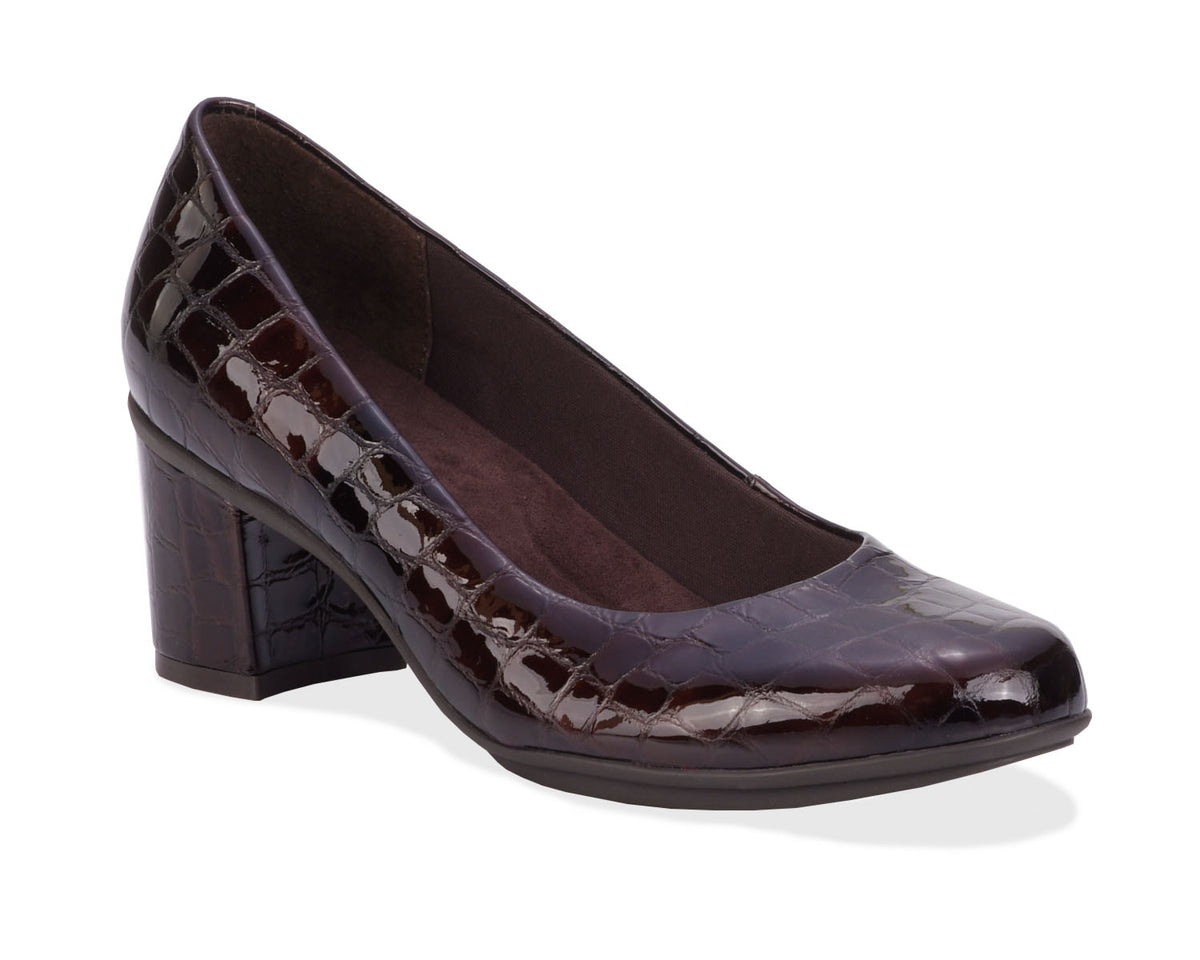 #Color_Brown Croc Patent Leather