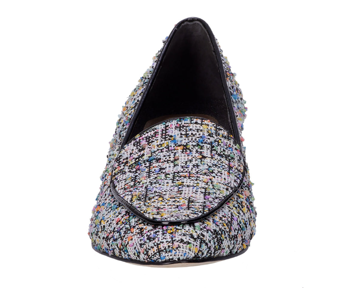 #Color_Multi Boucle Fabric/Black Patent