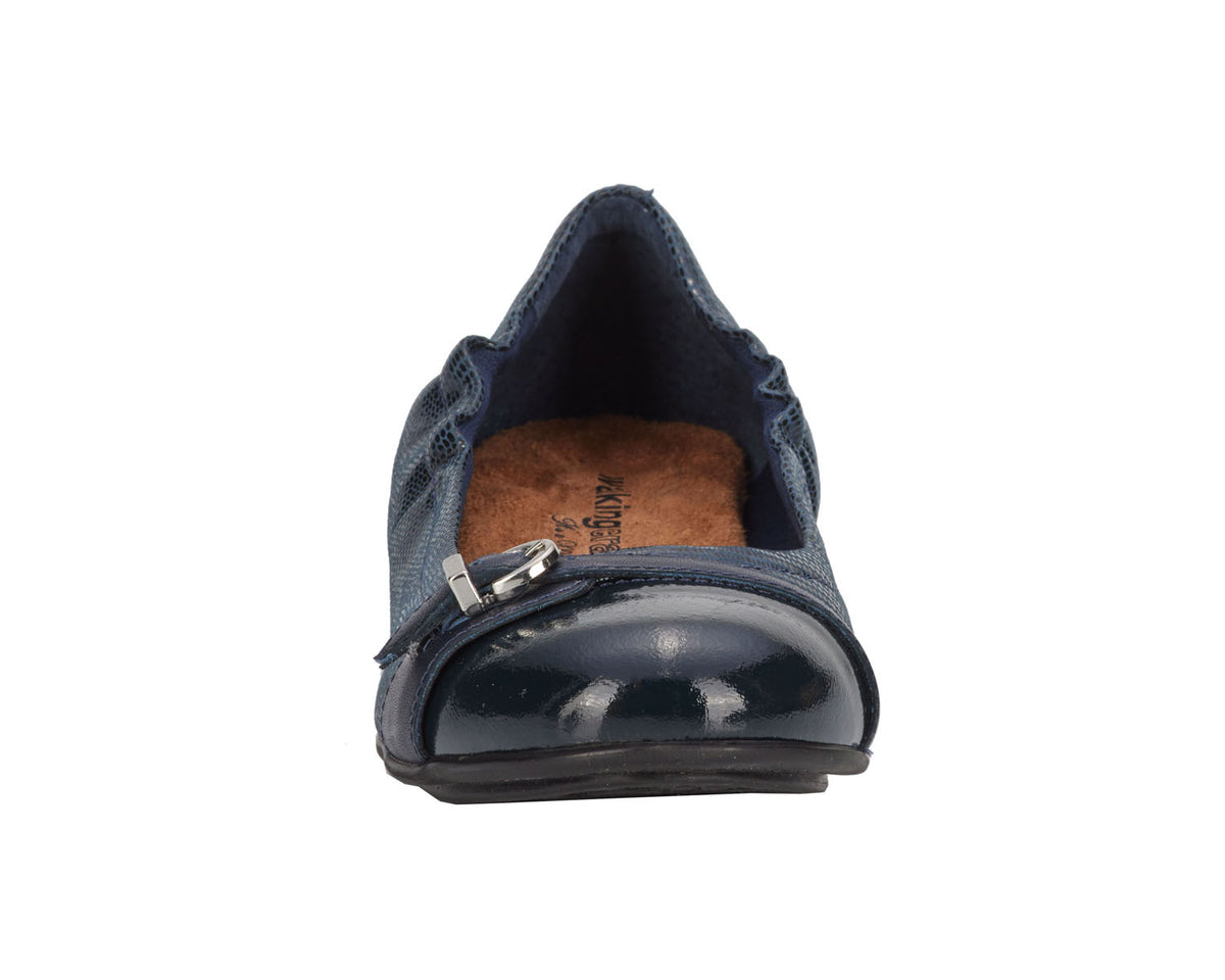 #Color_Navy Lizard Print Leather