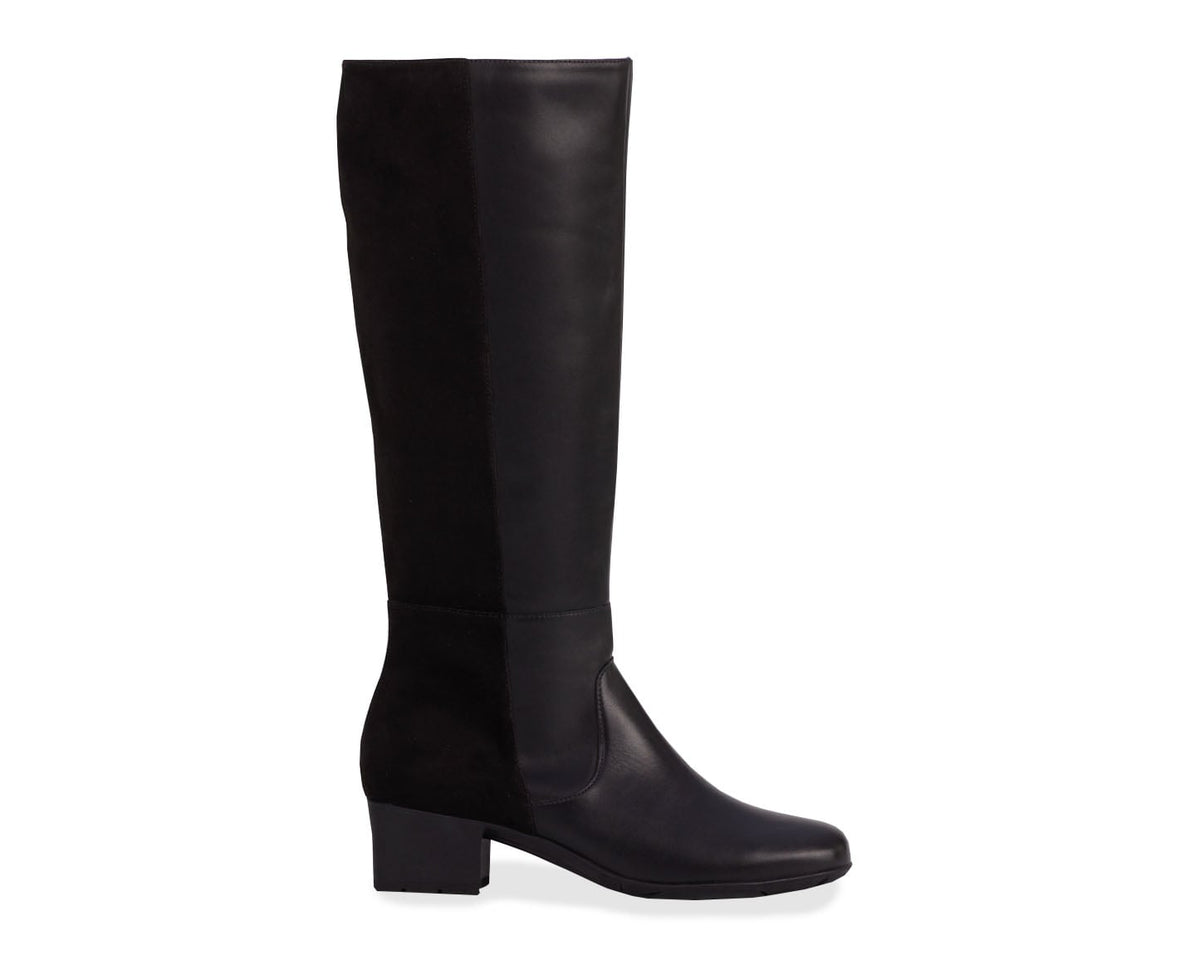 #Color_Black Leather/ Stretch Suede Fabric