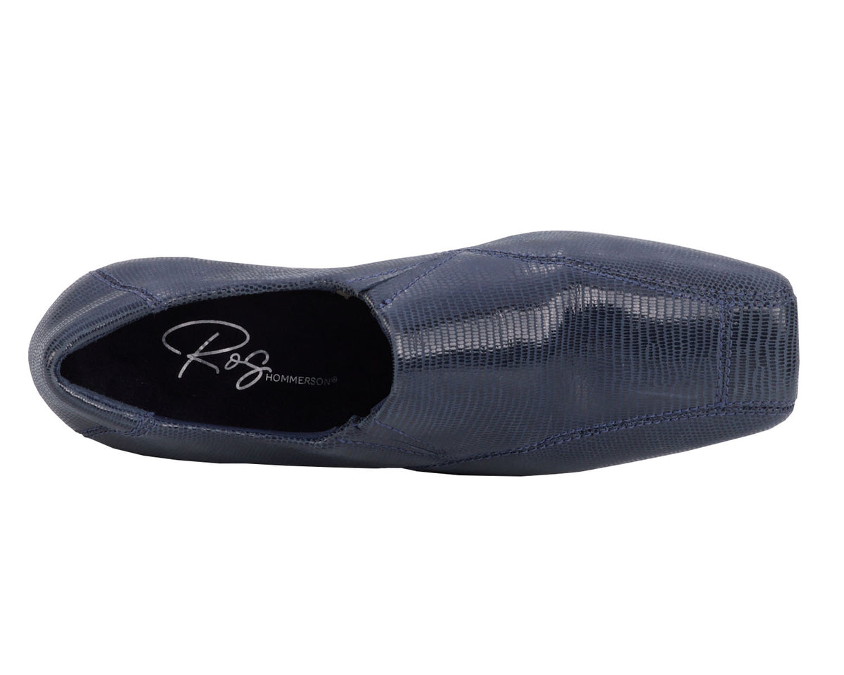 #Color_Navy Lizard Print Leather