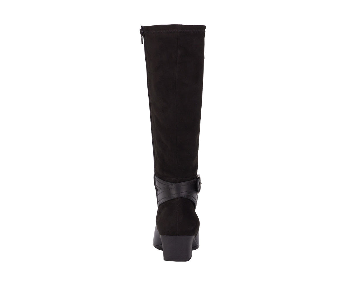 #Color_Black Leather/ Stretch Suede Fabric
