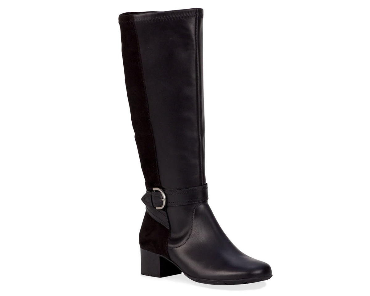 #Color_Black Leather/ Stretch Suede Fabric