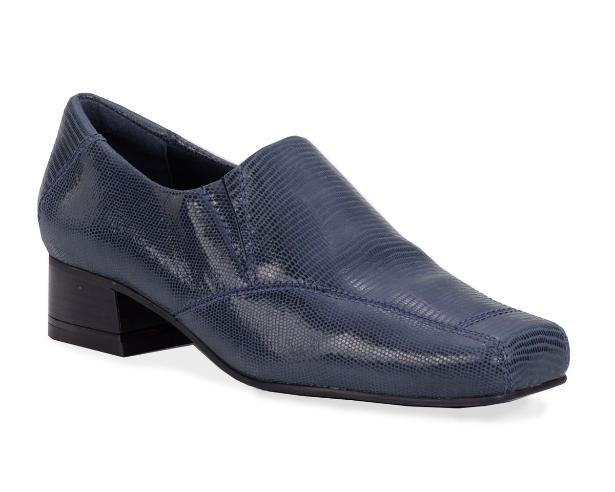 #Color_Navy Lizard Print Leather