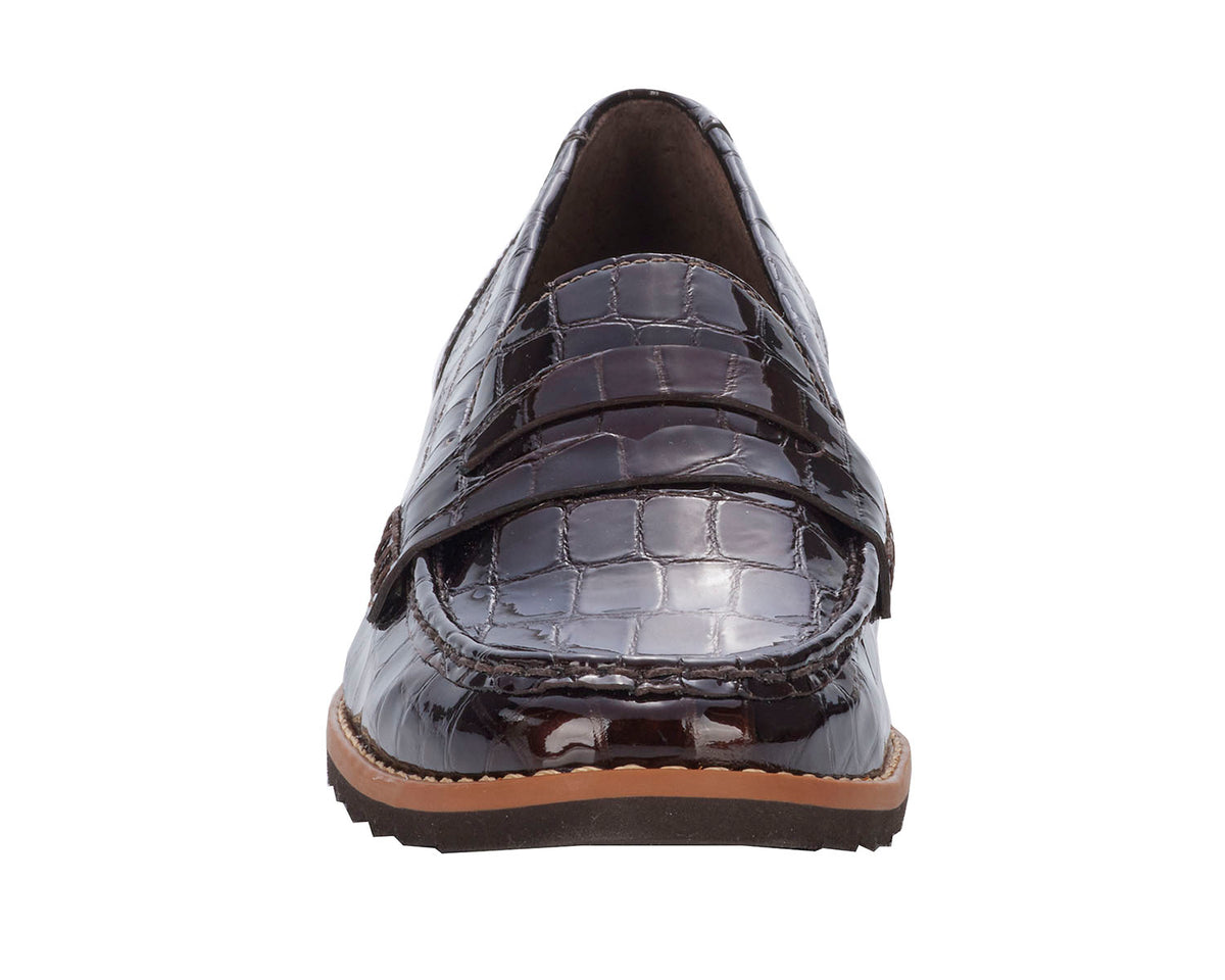 #Color_Brown Croc Patent Leather