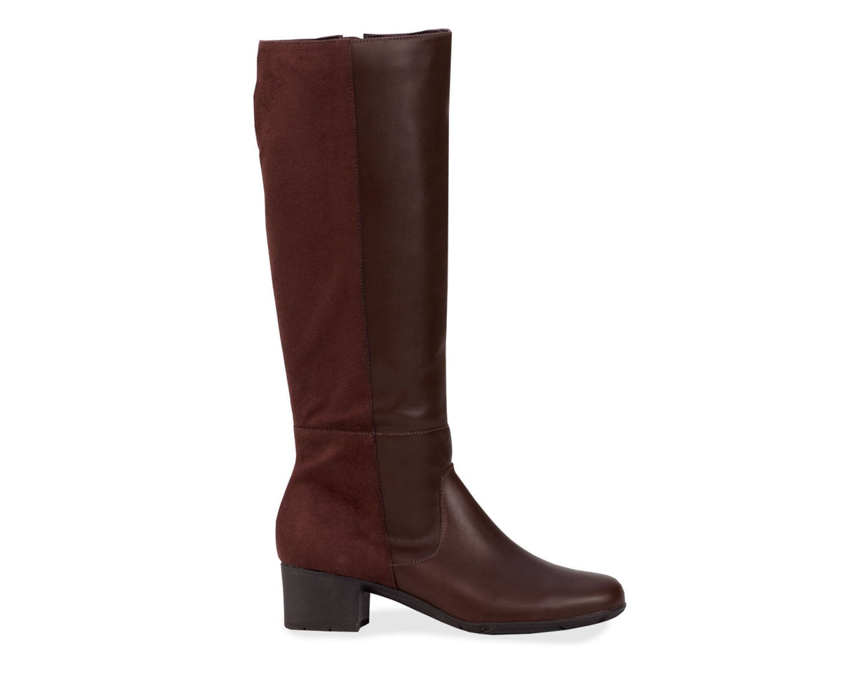 #Color_Brown Leather/ Stretch Suede Fabric