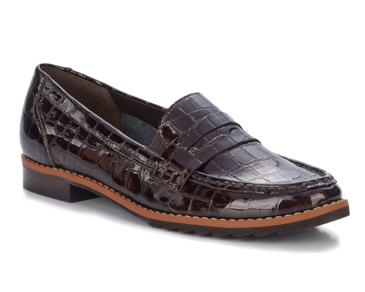 #Color_Brown Croc Patent Leather