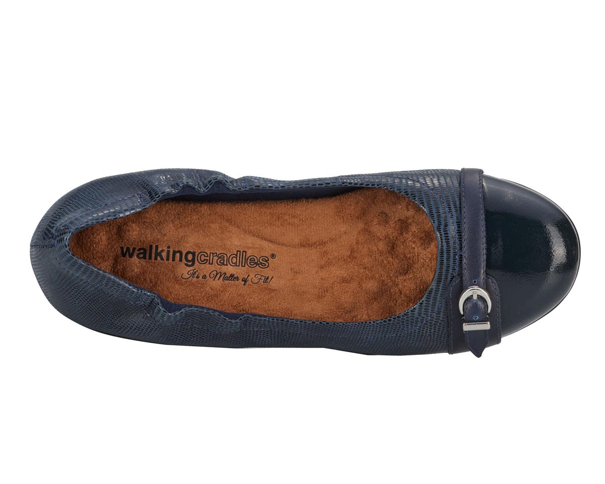 #Color_Navy Lizard Print Leather