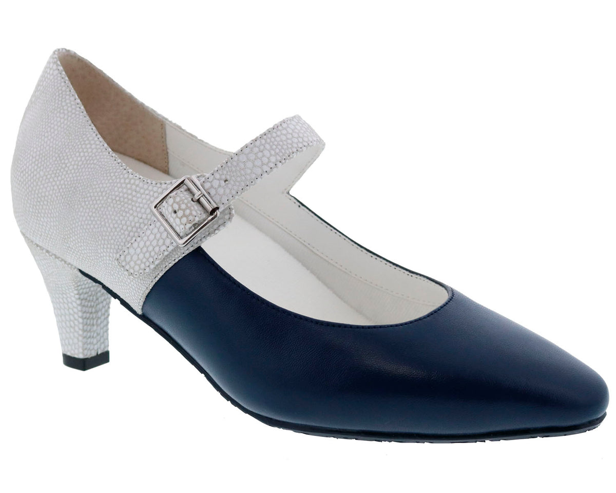 #Color_Navy/White Lizard Print Leather
