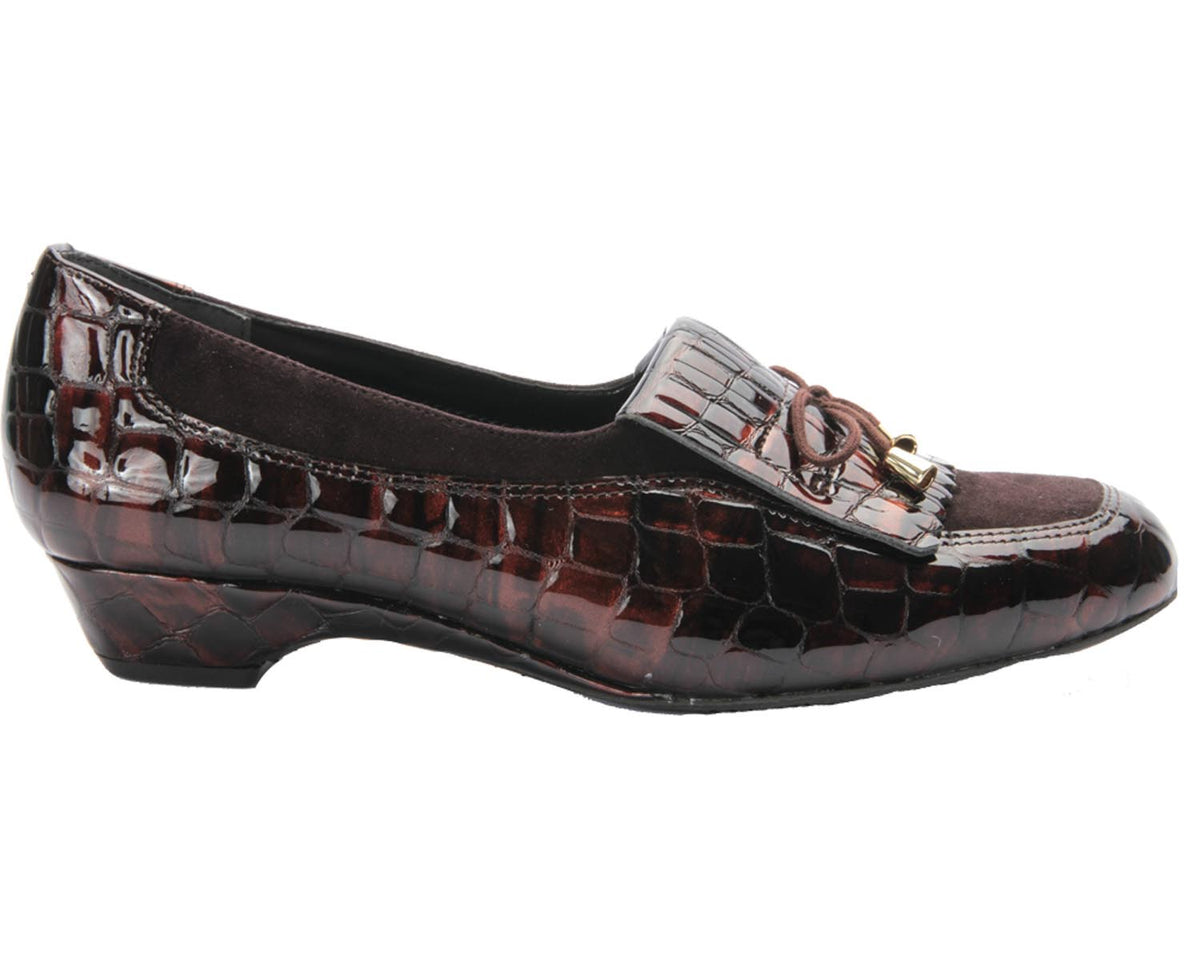 #Color_Brown Croc Patent/Suede Leather