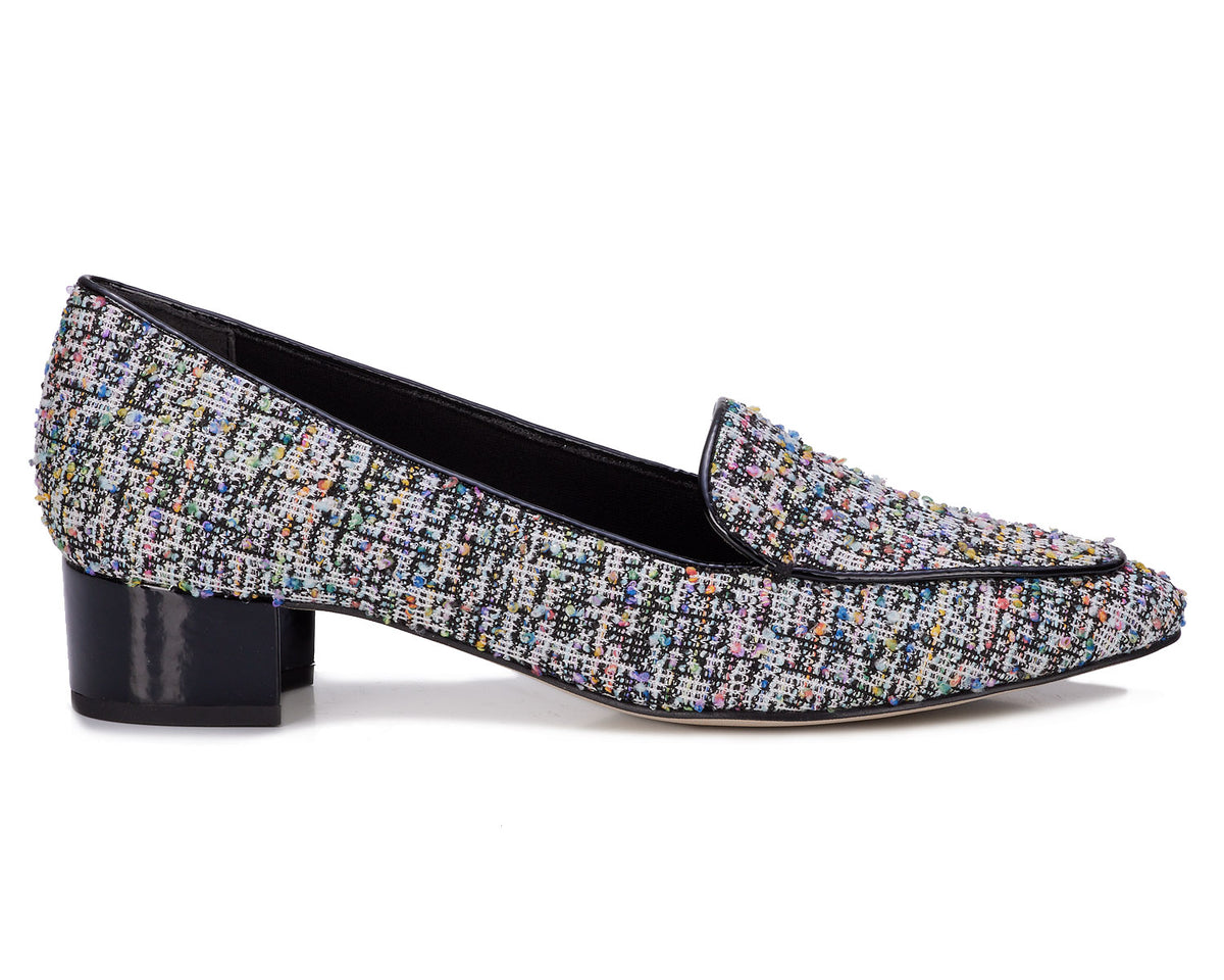 #Color_Multi Boucle Fabric/Black Patent