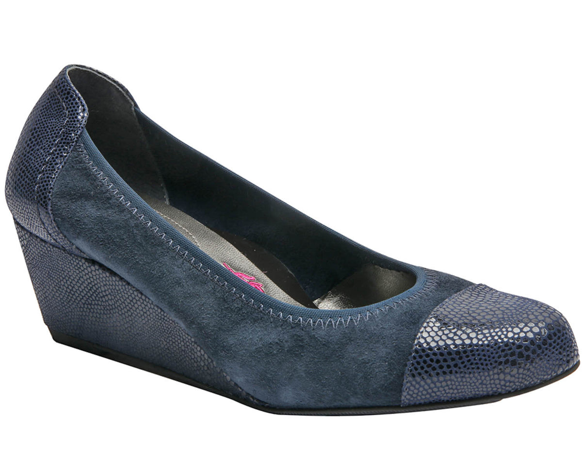 #Color_Navy Suede/Lizard Print Leather