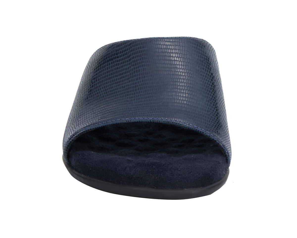 #Color_Navy Lizard Print Leather