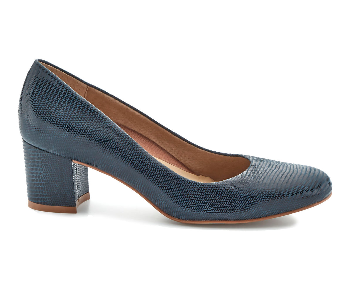 #Color_Navy Lizard Print Leather