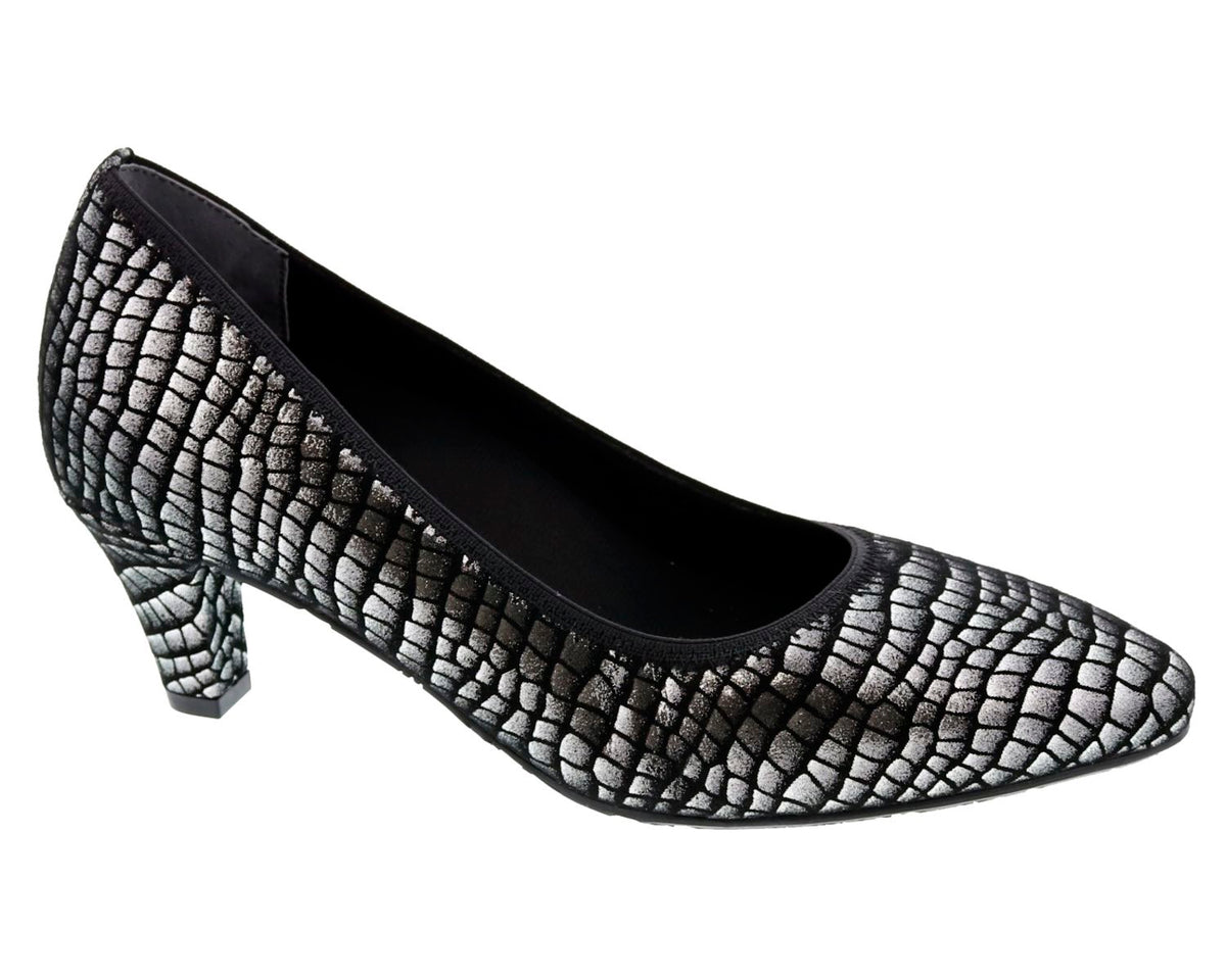 #Color_Silver Croc Print Leather