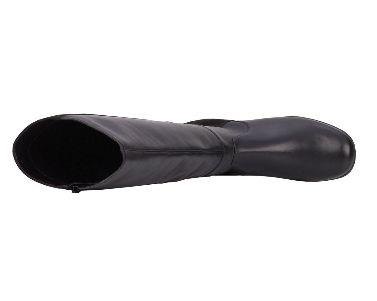 #Color_Black Leather/ Stretch Suede Fabric
