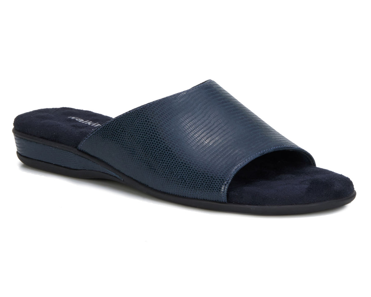 #Color_Navy Lizard Print Leather