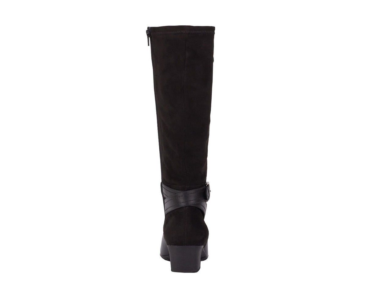 #Color_Black Leather/ Stretch Suede Fabric