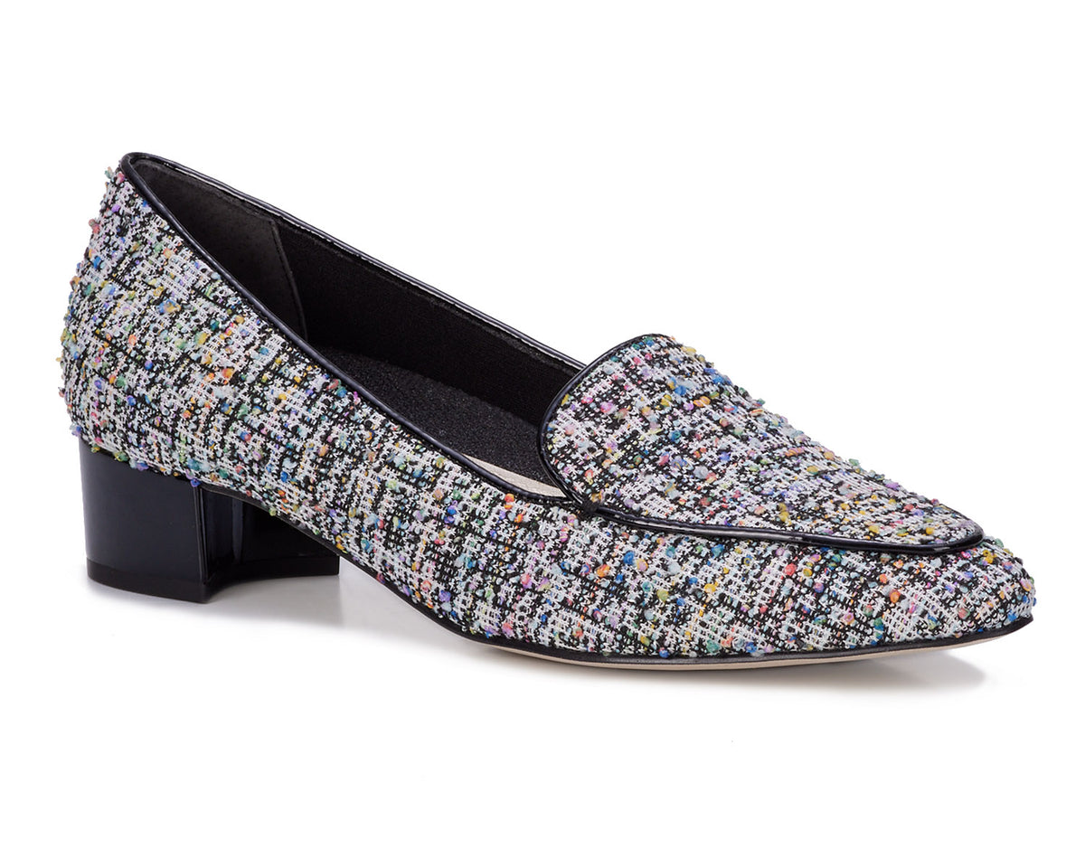 #Color_Multi Boucle Fabric/Black Patent