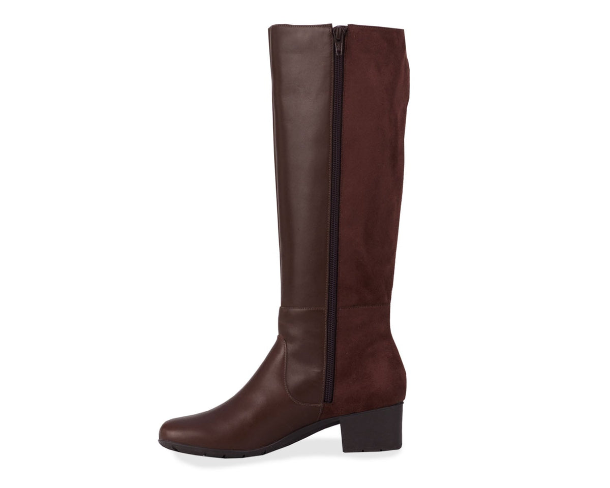 #Color_Brown Leather/ Stretch Suede Fabric