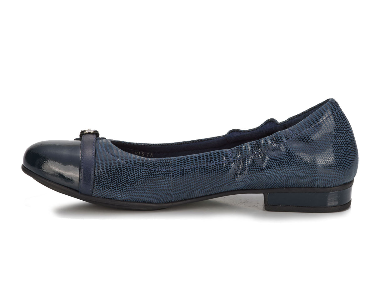 #Color_Navy Lizard Print Leather