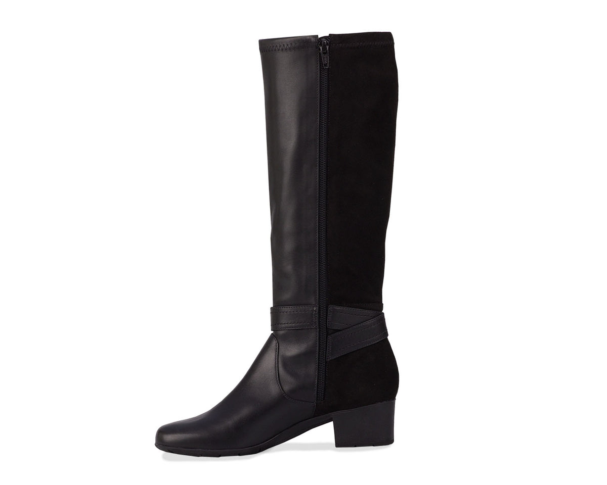 #Color_Black Leather/ Stretch Suede Fabric