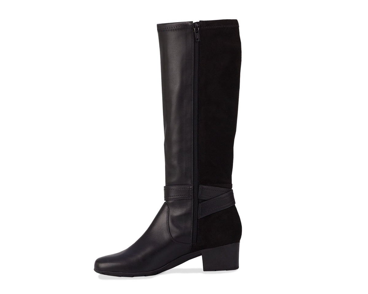 #Color_Black Leather/ Stretch Suede Fabric