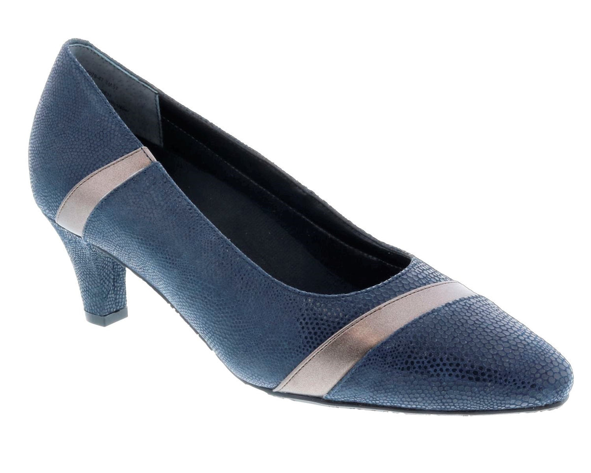 #Color_Navy/Pewter Lizard Print Leather