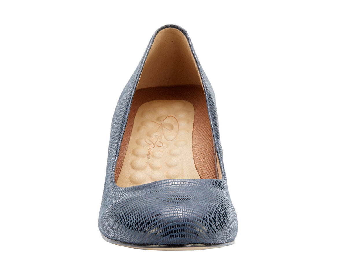 #Color_Navy Lizard Print Leather