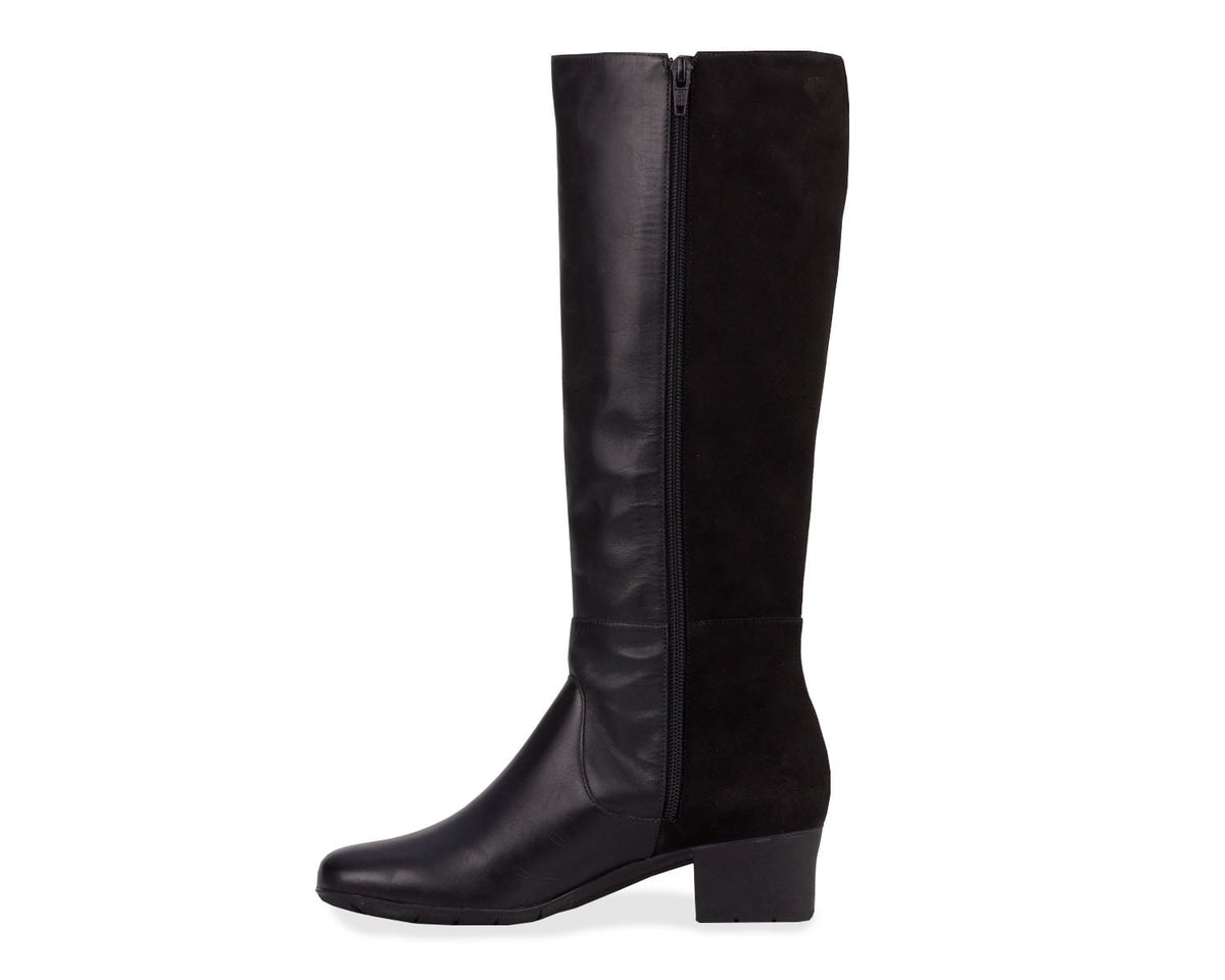 #Color_Black Leather/ Stretch Suede Fabric
