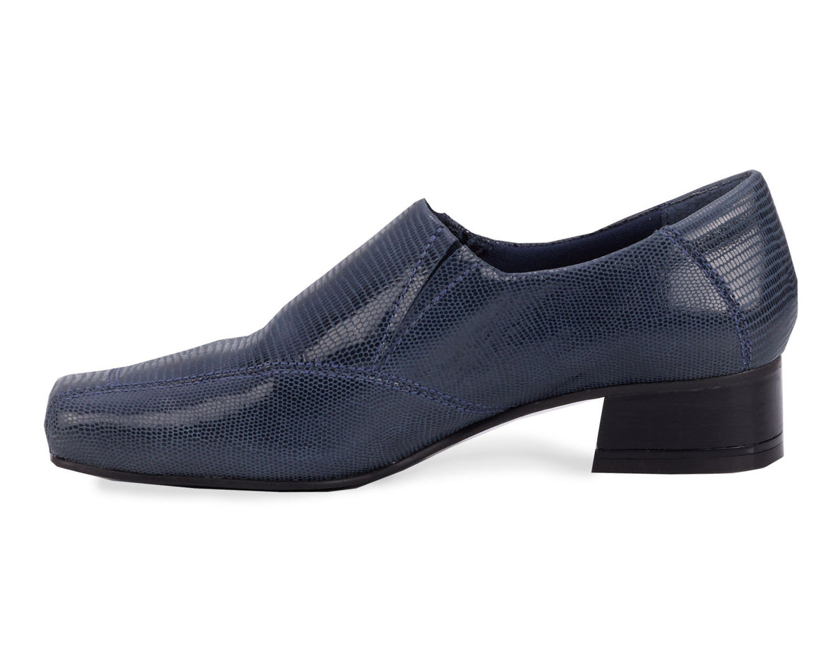 #Color_Navy Lizard Print Leather